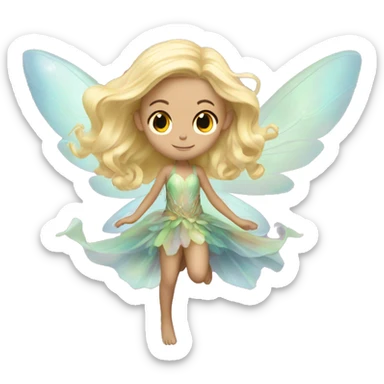 Iridescent fairy flying long hair blonde full body sticker