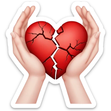 two hands holding broken heart  sticker