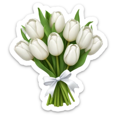 bouquet of white tulips and white bow sticker