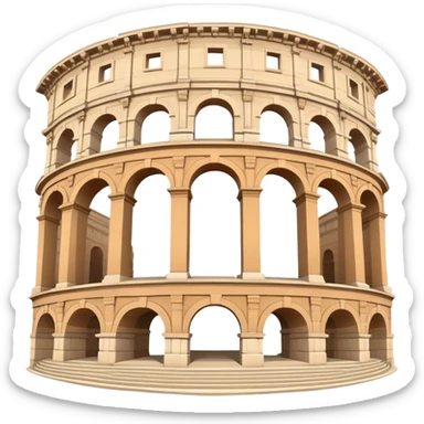 Realistic Pula Arena Landmark Emoji, featuring the grand Roman amphitheater with its large stone arches and well-preserved outer walls. sticker