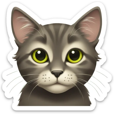 black male cat with fluffy cheeks and yellowish green eyes sticker