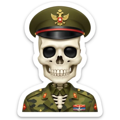 generate a realistic skeleton in Russian military camouflage sticker