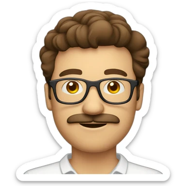 brown haired mustche man with glasses feeling hazy sticker