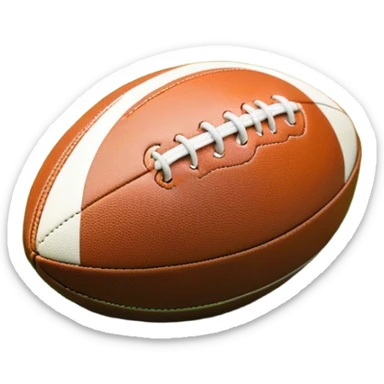 Cinematic Realistic image of a rugby ball resting on verdant turf, rendered with intricate stitching details and subtle weathering, bathed in warm, natural lighting that emphasizes its enduring character sticker