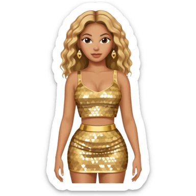 Beyonce with gold crop top and skirt sticker
