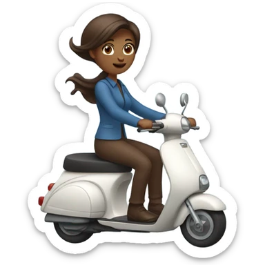 Blue eyes woman with chocolate hair on scooter sticker