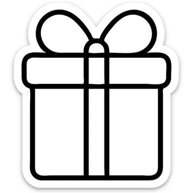 present icon, ribbon and bow, clean lines, modern icon style sticker