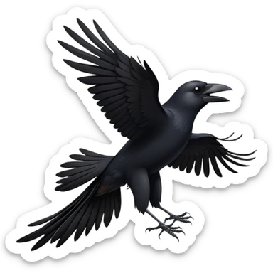 A crow flying and squarking  sticker
