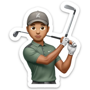 Tiger woods hitting a golf ball with golf club  sticker