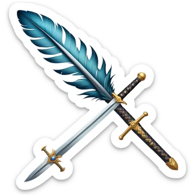 feather an sword crossing sticker