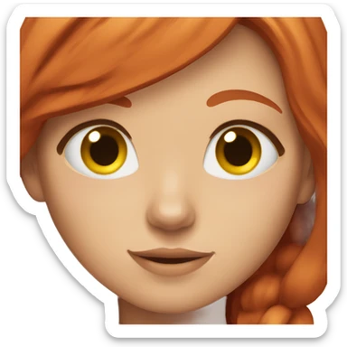 girl with red hair lies with a cat sticker