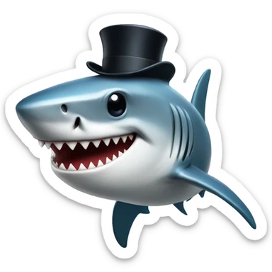 Shark with a top hat sticker