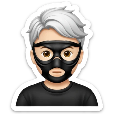 a boy wearing mask black sticker