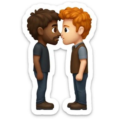 Brunette Man Kissing ginger man sticker