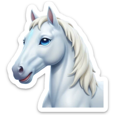 Cinematic Cute Yawning White Horse Portrait Emoji, Head tilted slightly with a dramatic, wide-open yawn, revealing a soft white fur with a subtle shimmer, floppy ears slightly drooping, round blue eyes barely open in drowsy contentment, Simplified yet irresistibly adorable features, highly detailed, glowing with a soft, cozy glow, high shine, relaxed yet expressive, stylized with a touch of whimsy, bright and endearing, soft glowing outline, capturing the essence of a sleepy yet affectionate horse, so drowsy it feels like it could stretch out of the screen and curl up for a nap! sticker