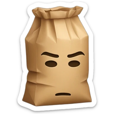 a person hiding their head in a paper bag full of shame sticker