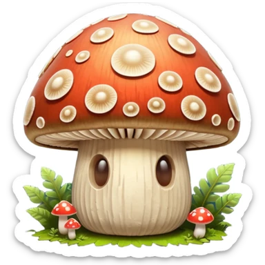 mushroom shell shield object icon, fantasy shield made from a thick mushroom cap, textured mushroom surface, natural curved shape, small glowing spores, cute forest vibe, 3D cartoon, mobile game icon style, centered, clean background, soft shadow, no text, no watermark
 
 sticker