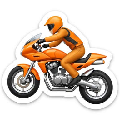 Orange Motorcycle wheelie sticker