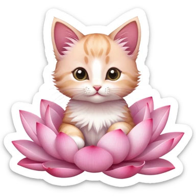 Kitten sitting on lotus flower sticker