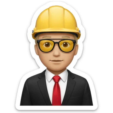 black suit red tie with yellow helmet man and sunglasses sticker