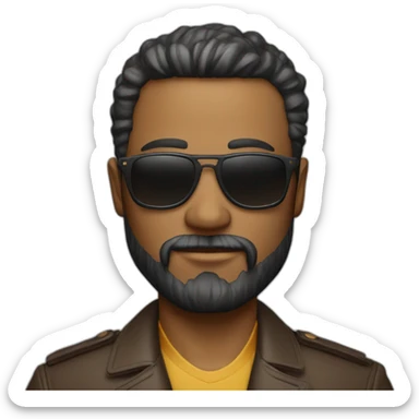 Bold guy with a cigar in his hand wearing sunglasses with a nice beard serious looking skin tone fair sticker