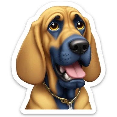 A blue and yellow bloodhound in shock!” sticker