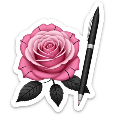 crée moi une feuille blanche genre une liste avex des traie noir avec un stylo de couleur dégradé rose foncé sticker