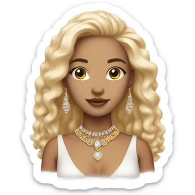 Light-skinned beauty with jewelry sticker