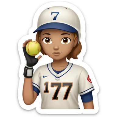 Softball player with #17 sticker