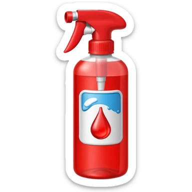 red spray bottle with label sticker
