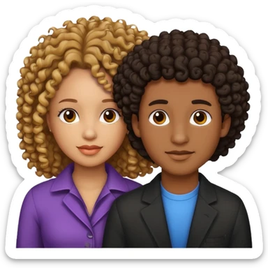 Ebony couple, light skin female brown skin male sticker
