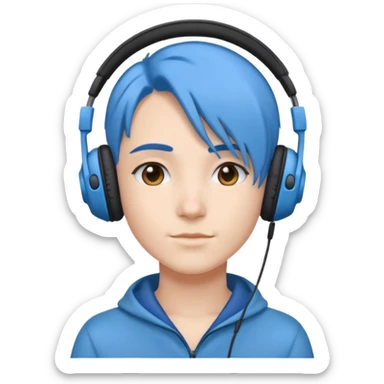 blue haired headphone wearing sticker