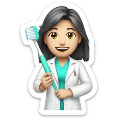 dentist girl with a toothbrush in his hand sticker
