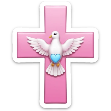 Pink and white simple holy cross with a dove  sticker