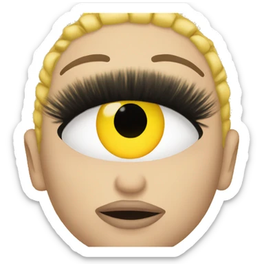 yellow emoji with lashes and nails sticker