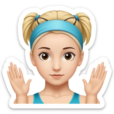 The face of a gymnast in a sports headband sticker