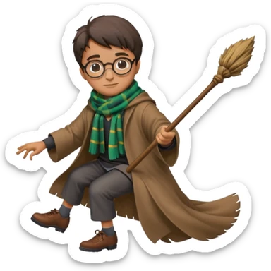 Harry potter flying on a broomstick sticker