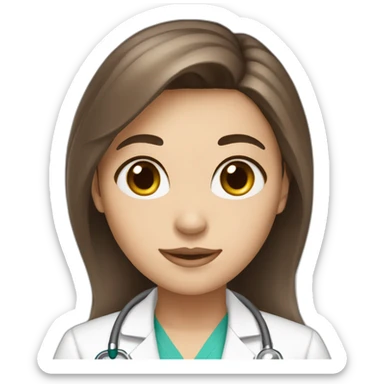 Girl white skin brown hair brown eyes doctor sticker