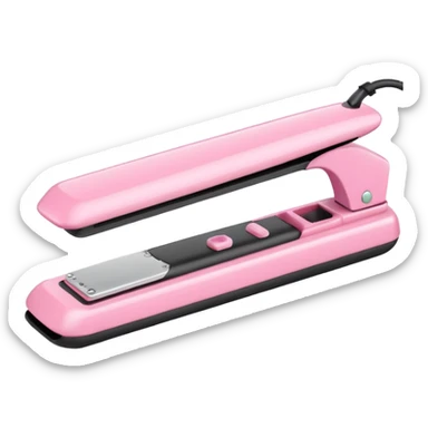 A baby pink  Hair straightener in iOS emoji style, 3D icon, plastic texture, soft reflection, minimalist design. sticker