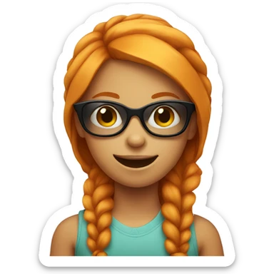 A ginger girl with sun glasses doing a slight smile sticker