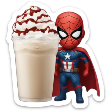 Spiderman frappant captain America sticker