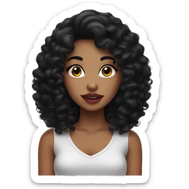girl with black curly hair and long lashes and big lips sticker