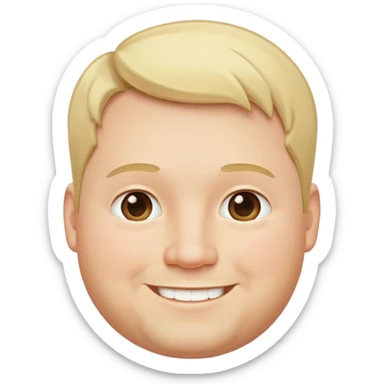 "- đàn ông
- 35 tuổi
- Da trắng
- Tóc vàng ngắn
- Cười mỉm, mặt mũm mĩm
" sticker