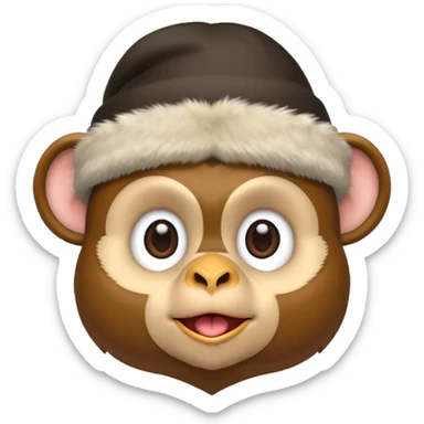 Make a monkey head wear a penguin hat sticker