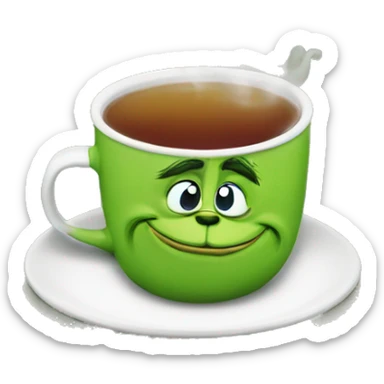 Create the grinch by drinking a cup of tea with ice sticker