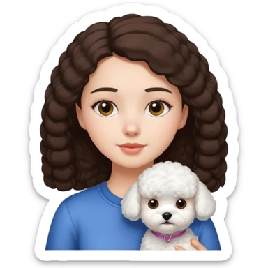 bichon white with brunette girl sticker