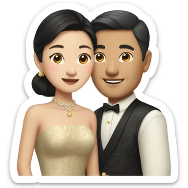 Rich asian couple sticker