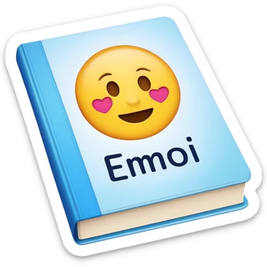 A textbook with the word 'emoji' written on the cover sticker