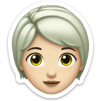 girl with green eyes and black short bob hair and white skin sticker