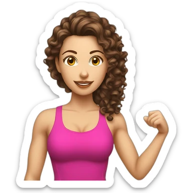 Brown curly hair Caucasian female personal trainer drinking cocktail sticker
